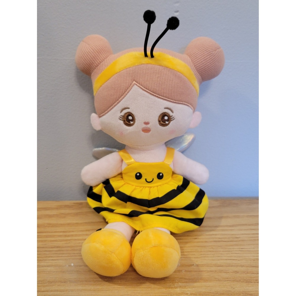OUOZZZ Plush Girl Doll Bumble Bee Dress Iridescent Wings 12.5 Inch Soft Toy
